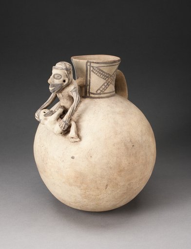 Globular Jar with Modeled Figures in Erotic Scene