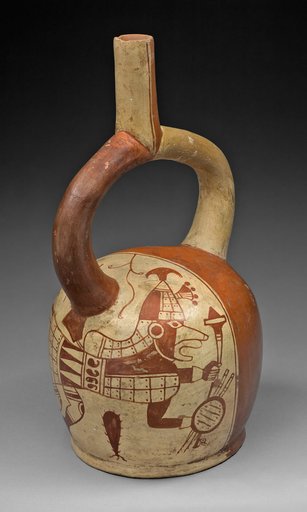 Stirrup Spout Vessel with Fineline Fox Warrior Motif