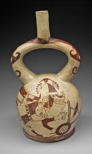 Stirrup Spout Vessel with Fineline Warrior Fox Motifs