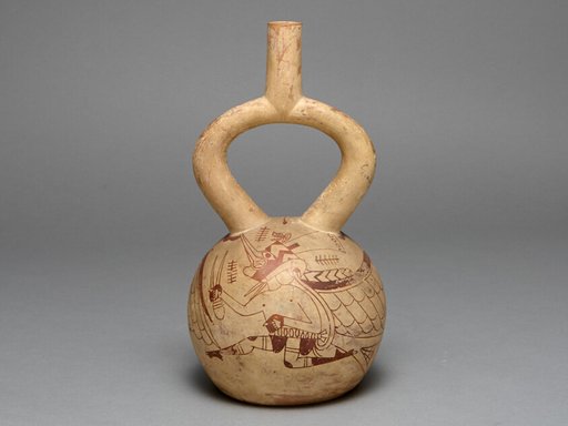 Stirrup Spout Vessel Depicting Costumed Runners