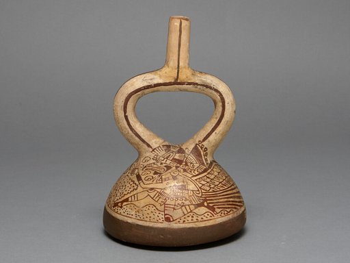 Flat-Bottomed Stirrup Spout Vessel Depicting Costumed Runners