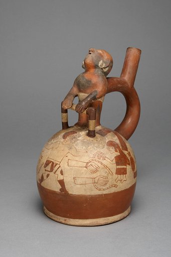 Vessel Depicting a Sacrifice with a Molded Captive Attached to the Spout