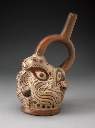 Vessel in the Form of a Abstract Head Combining Human and Animal Features