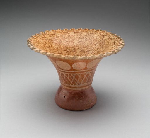 Flaring Bowl with Repeating Pattern of Abstract Figures