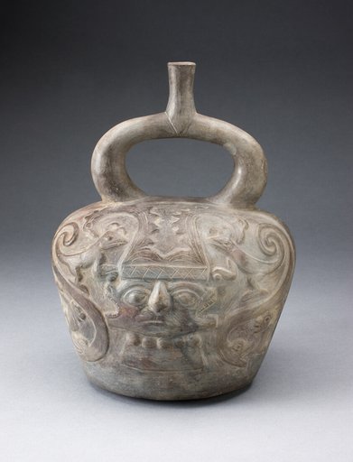 Vessel with Sculpted Head Formed by Two Masks