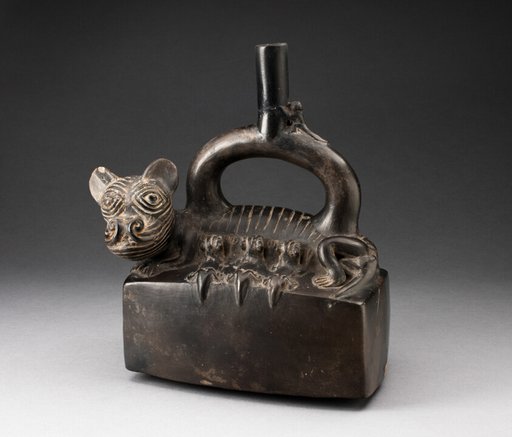 Stirrup-Spout Vessel Depicting a Puma with Suckling Cubs