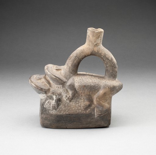 Stirrup Spout Vessel Depicting Frogs Mating