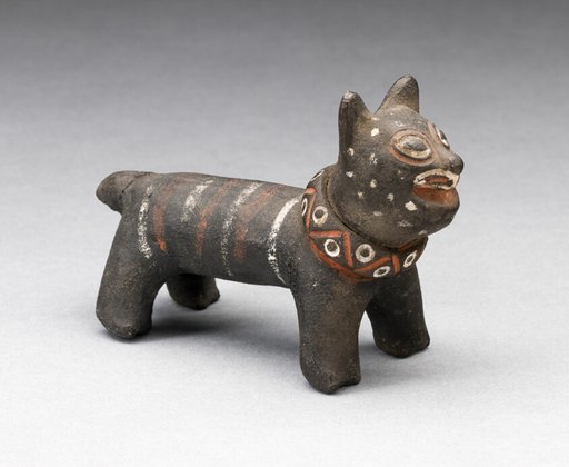 Figurine in the Form of a Striped Feline Wearing Collar