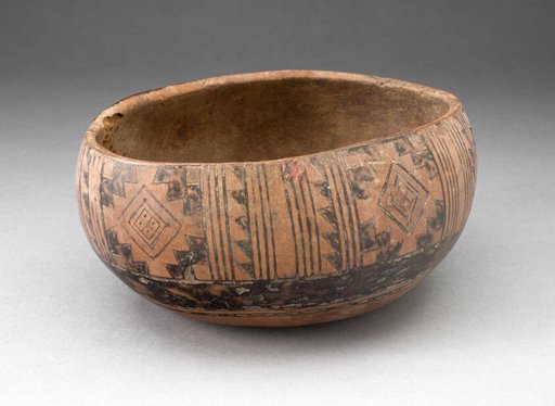 Bowl with Incised and Painted Textile-Like Motifs