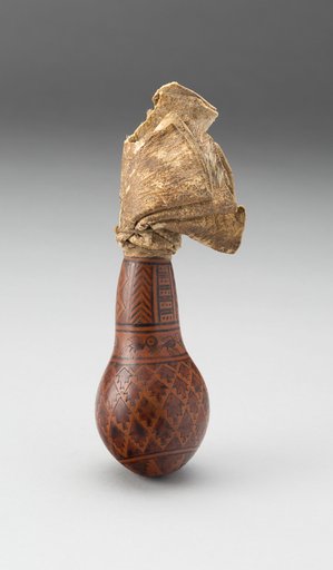 Incised and Painted Container for Lime with Carved Stopper