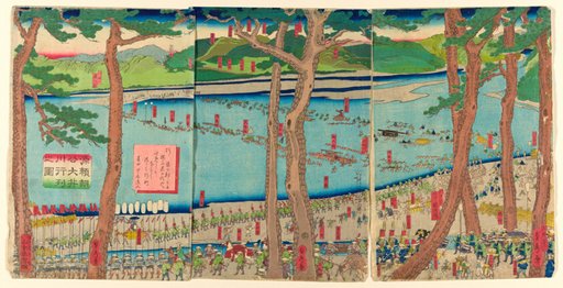 Procession of Minamoto no Yoritomo across the Oi River (Minamoto Yoritomo ko Oikawa gyoretsu zu)