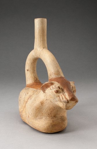 Stirrup Spout Vessel in Form of a Resting Feline