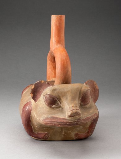 Stirrup Spout Vessel in Form of a Feline