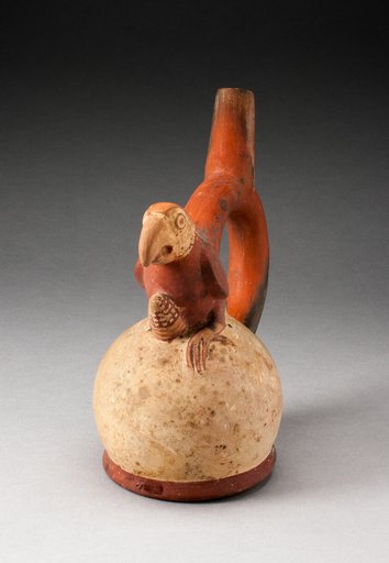 Handle Spout Vessel with Parrot Grasping Maize
