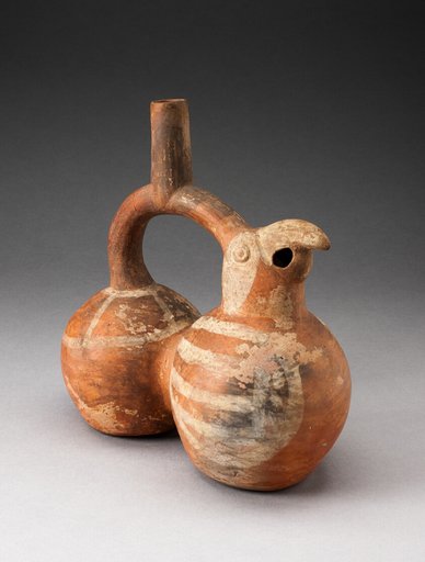 Double-Chambered Stirrup Spout Vessel in Form of a Parrot