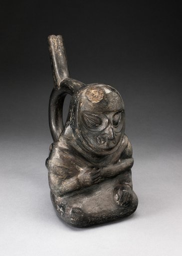 Handle Spout Vessel in the Form of a Seated Anthropomorphic Owl