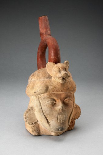 Portrait Vessel of a Ruler with Feline Headdress and Facial Deformities