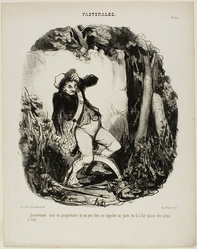 Quite embarrassing not to remember where one has hidden the wolf traps, plate 44 from Pastorales