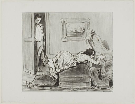 A zealous student practicing at home, plate 6 from Les Baigneuses