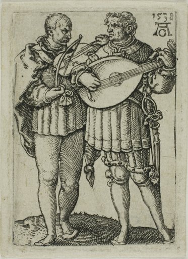 Two Musicians Playing the Violin and the Lute, plate one from the Small Wedding Dancers