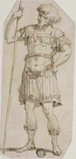 Standing Roman Warrior Holding Staff