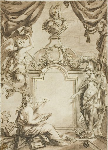 Design for Title page: Clio Taking Dictation from Minerva