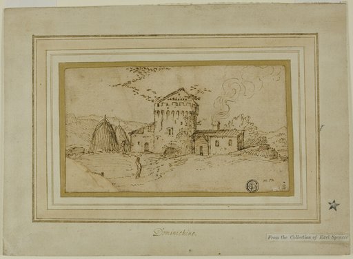 Farm with Tower and Haystacks