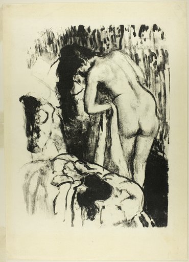Nude Woman Standing, Drying Herself