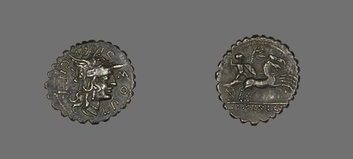 Denarius Serratus (Coin) Depicting the Goddess Roma