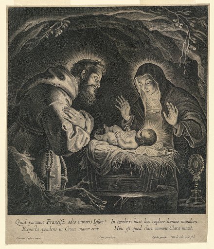 Saint Francis and Saint Clara Adoring the Infant Jesus
