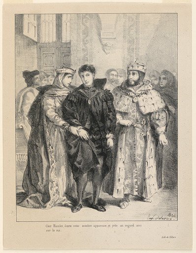 Illustration to Hamlet. The queen tries to cheer Hamlet (I,2)