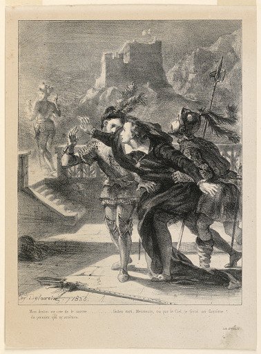 Illustration for Hamlet: Hamlet Tries to Follow the Ghost of his Father (I,4)