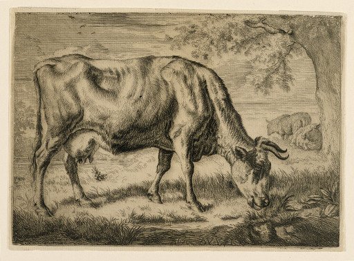 Cow and Two Sheep at the Foot of a Tree