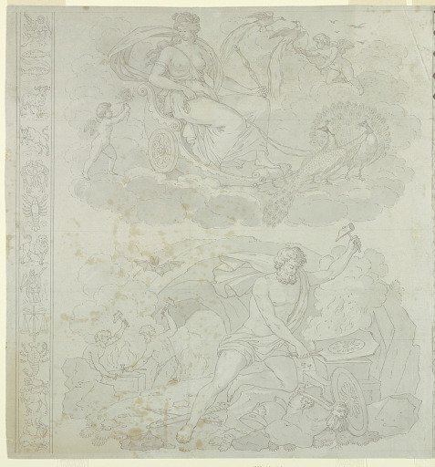 Cartoon for Cotton Printing: Les Quatre Elements