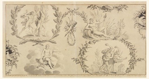 Cartoon for Printed Cotton Textile: The Four Elements [Les Quatre Élements]
