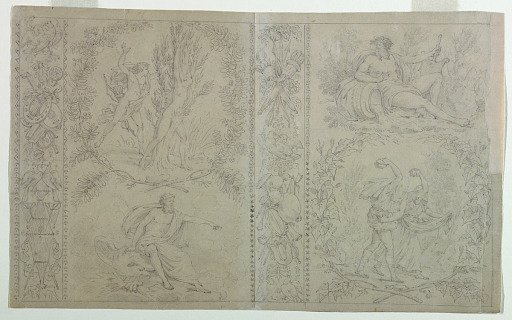 Cartoon for cotton printing: Les Quatre Élements