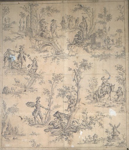 Cartoon for Cotton Printing: Don Quichotte [Don Quixote]