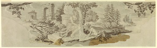 Cartoon fragment for Printed Cotton Textile: Friendship Does not Fear Time ['L'Amitie ne Craint du Temps]
