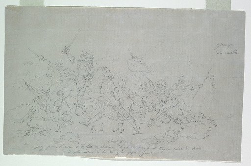 Sketch for Scene 3 of cartoon for cotton printing:The History of Heny IV [L'Histoire de Henri IV]