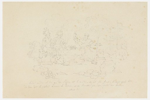 Sketches for scenes 1 and 2 of the cartoon for cotton printing: The History of Henry IV [L'Histoire de Henri IV]