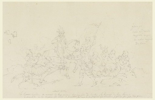 Sketches for scene 1 and 2 of the cartoon for cotton printing: The History of Henry IV [L'Histoire de Henri IV]