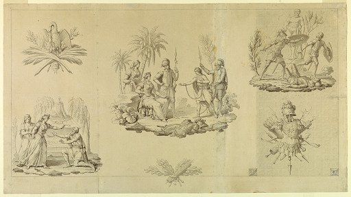 Unfinished cartoon for cotton printing: Unidentified subject