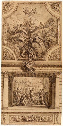 Study for Staircase Decoration, Hanbury Hall, Worchestershire: Achilles Revealing his Identity in the Palace of Lycomedes
