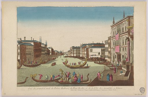 Peep-show, Vue du Grand Canal, du Palais Balbori, du Pont Realto, et de la Fête des Condoles a Venise