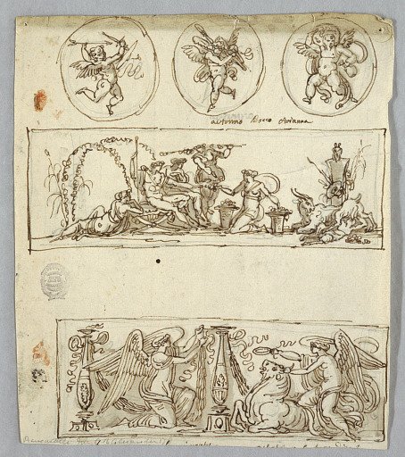 Bacchus and Ariadne with Autumn and Victories and Three Roundels with Putti