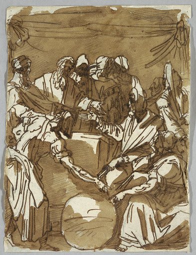 Two Attendants with the Heavenly Horseman