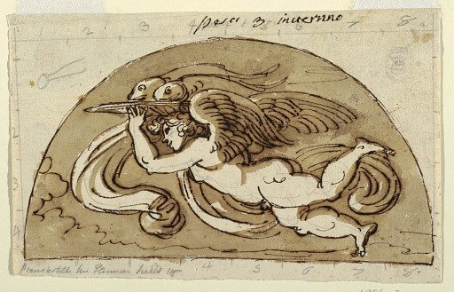 Pisces, Lunette for Ceiling, Sala Ottagonale, Palazzo Milzetti, Faenza