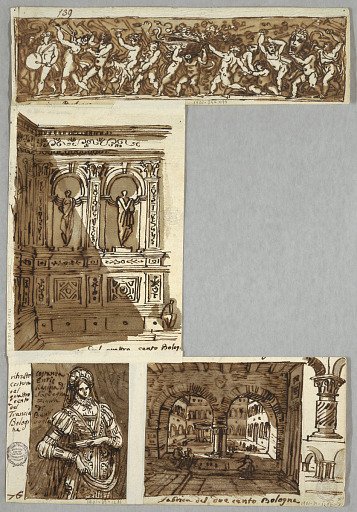 Design after 13th Century Arcade, Bologna; Verso, Anatomical Study