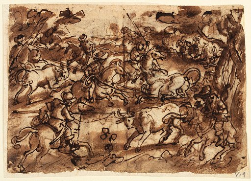Bull Hunt with Lassos