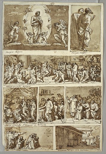 Studies after Paintings by Perugino and Alfonso Lombardo in Bologna; sixteenth-century monument, Bologna
